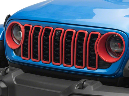 RedRock Grille Inserts; Red (24-25 Jeep Wrangler JL Rubicon, Sahara)