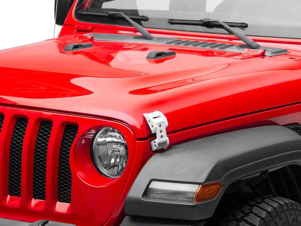 RedRock Billet Hood Catch Kit; White (07-25 Jeep Wrangler JK & JL)