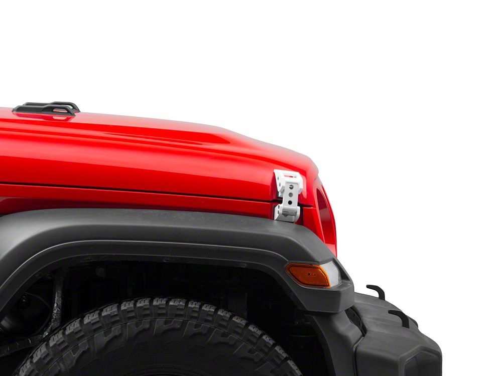 RedRock Billet Hood Catch Kit; White (07-25 Jeep Wrangler JK & JL)