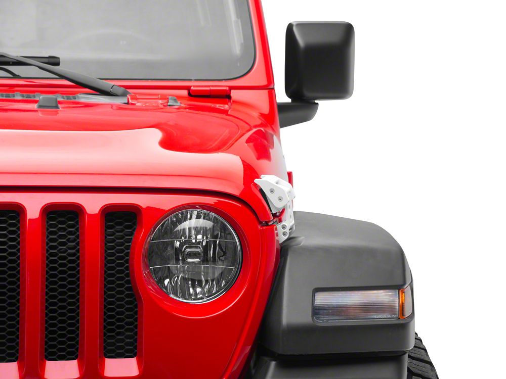 RedRock Billet Hood Catch Kit; White (07-25 Jeep Wrangler JK & JL)