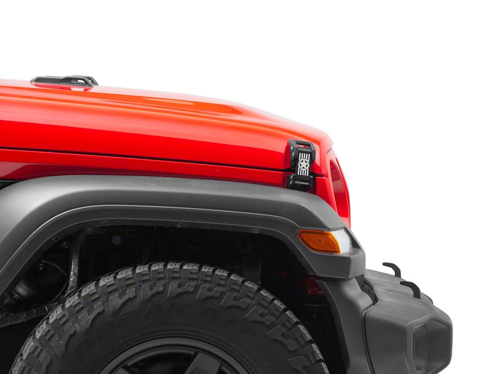 RedRock Billet Hood Catch Kit; Star (07-25 Jeep Wrangler JK & JL)