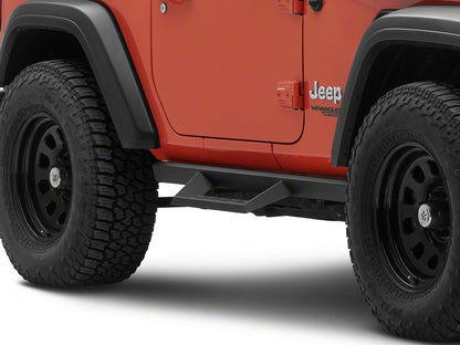 RedRock 4-Inch Drop TC1 Running Boards; Textured Black (18-25 Jeep Wrangler JL 2-Door)