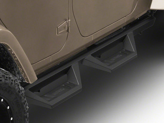 RedRock TC2 Drop Step Running Boards; Textured Black (07-18 Jeep Wrangler JK 4-Door)