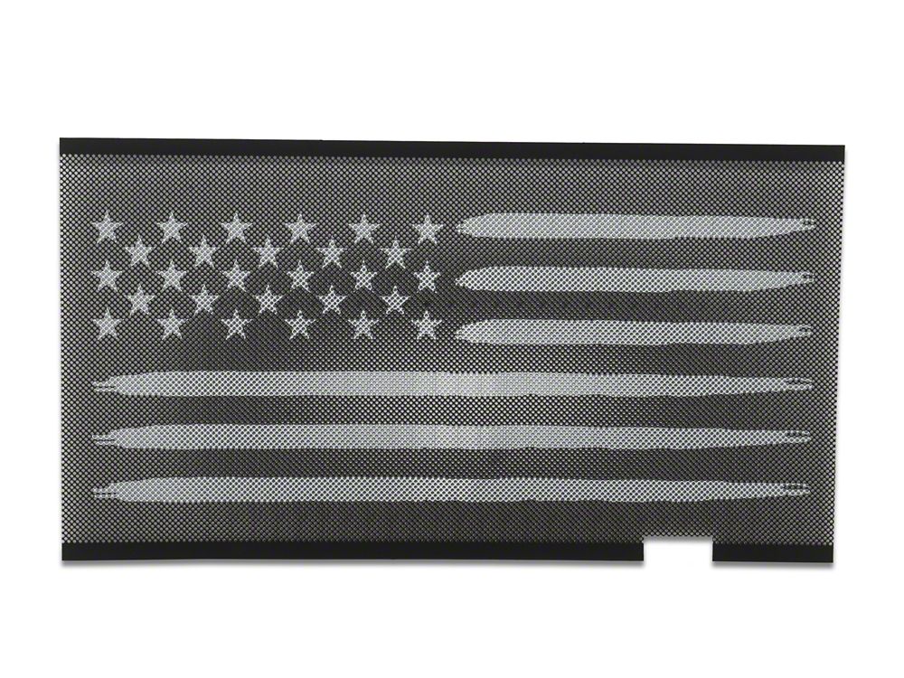 RedRock American Flag V2 Grille Insert; Black and White (07-18 Jeep Wrangler JK)