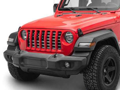 RedRock American Flag V2 Grille Insert; Black and White (18-25 Jeep Wrangler JL, Excluding Rubicon 392)