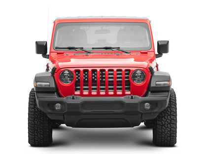 RedRock American Flag V2 Grille Insert; Red and White (18-25 Jeep Wrangler JL, Excluding Rubicon 392)