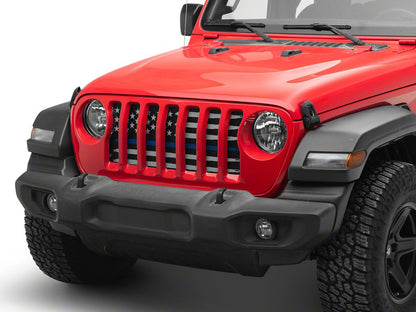 RedRock American Flag V2 Grille Insert; Blue and White (18-25 Jeep Wrangler JL, Excluding Rubicon 392)
