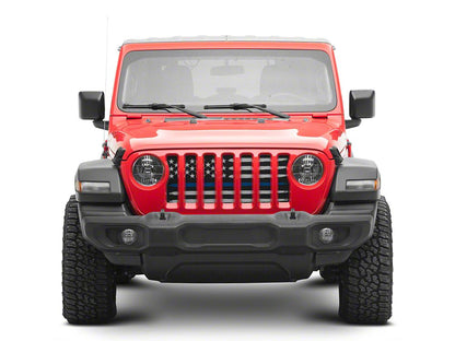 RedRock American Flag V2 Grille Insert; Blue and White (18-25 Jeep Wrangler JL, Excluding Rubicon 392)