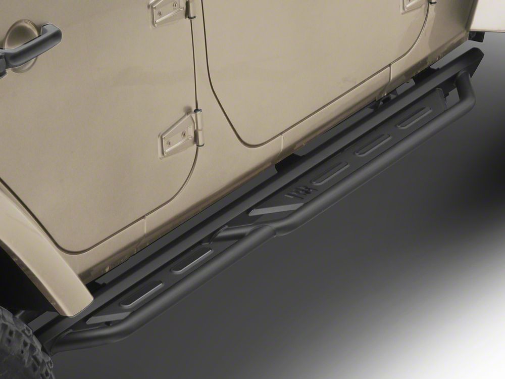RedRock TC3 HD Rocker Steps; Textured Black (07-18 Jeep Wrangler JK 4 ...