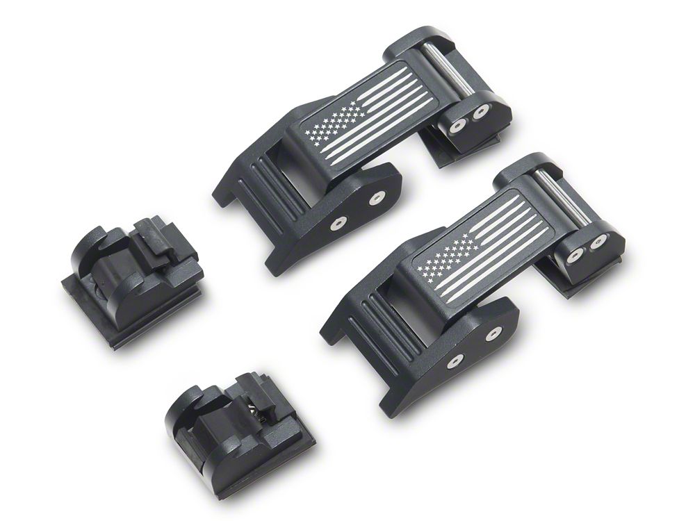 RedRock V3 Old Glory Billet Hood Catch Kit (07-26 Jeep Wrangler JK & JL)