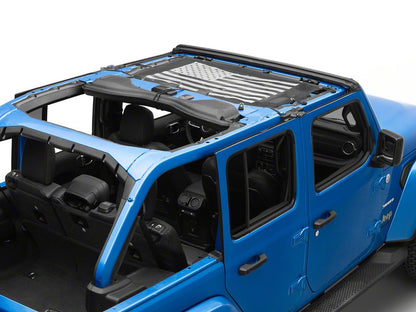 RedRock Mesh Sun Shade; Front; American Flag (24-25 Jeep Wrangler JL)