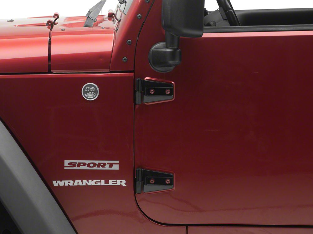 RedRock Door Hinges; Textured Black (07-18 Jeep Wrangler JK 2-Door)