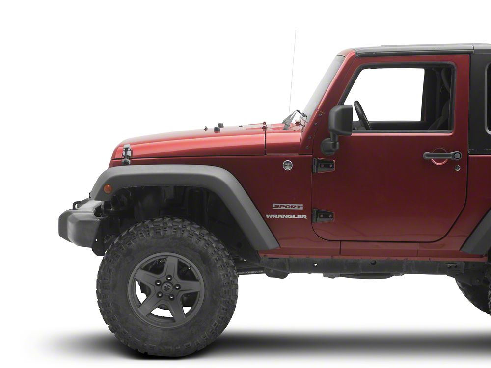 RedRock Door Hinges; Textured Black (07-18 Jeep Wrangler JK 2-Door)