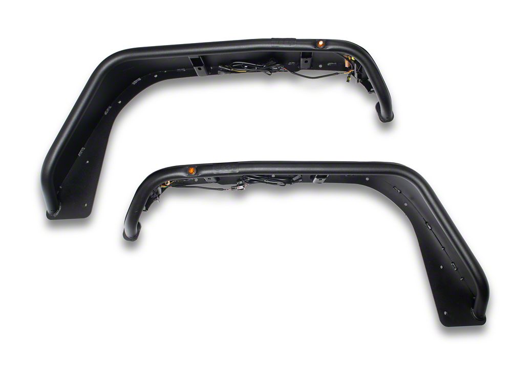 Jeep Licensed by RedRock Tubular Fender Flares with LED DRL and Marker Lights; Front (18-26 Jeep Wrangler JL)