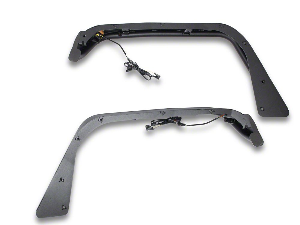 Jeep Licensed by RedRock Tubular Fender Flares with LED DRL and Marker Lights; Front (18-26 Jeep Wrangler JL)