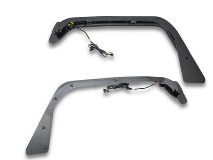 Jeep Licensed by RedRock Tubular Fender Flares with LED DRL and Marker Lights; Front (18-26 Jeep Wrangler JL)