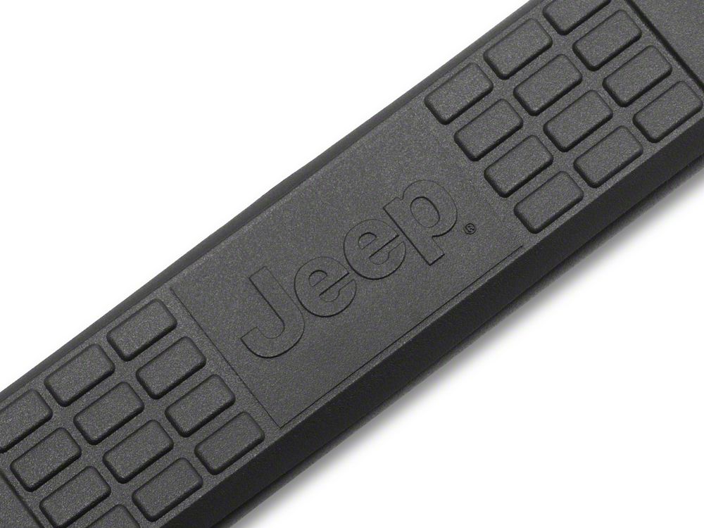 Jeep Licensed by RedRock 3-Inch Round Curved Side Step Bars; Textured Black (18-26 Jeep Wrangler JL 2-Door)