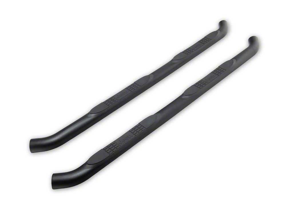 Jeep Licensed by RedRock 3-Inch Round Curved Side Step Bars; Textured Black (18-26 Jeep Wrangler JL 4-Door)