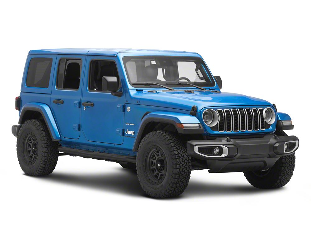 Jeep Licensed by RedRock 3-Inch Round Curved Side Step Bars; Textured Black (18-26 Jeep Wrangler JL 4-Door)