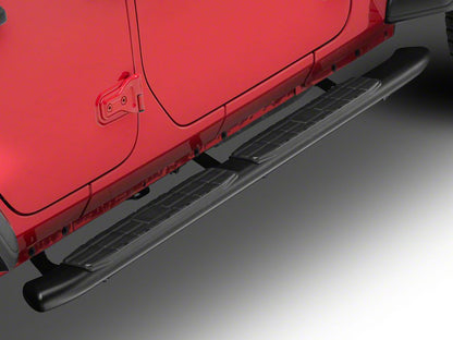 Jeep Licensed by RedRock Pinnacle Oval Bent End Side Step Bars; Textured Black (18-26 Jeep Wrangler JL 4-Door)