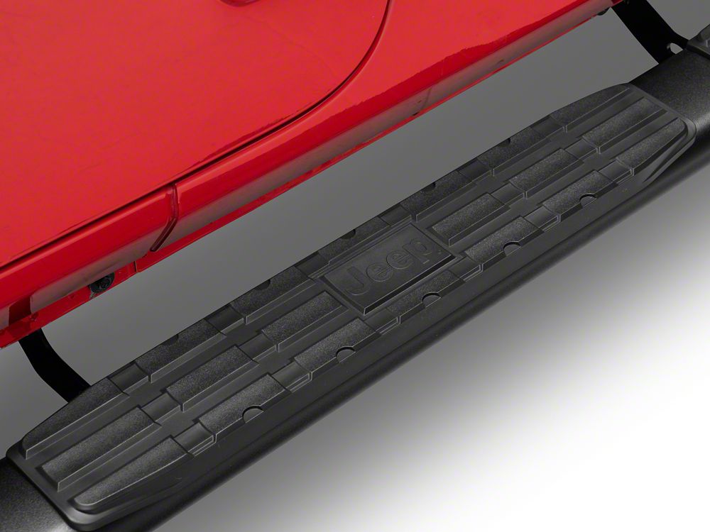Jeep Licensed by RedRock Pinnacle Oval Bent End Side Step Bars; Textured Black (18-26 Jeep Wrangler JL 4-Door)