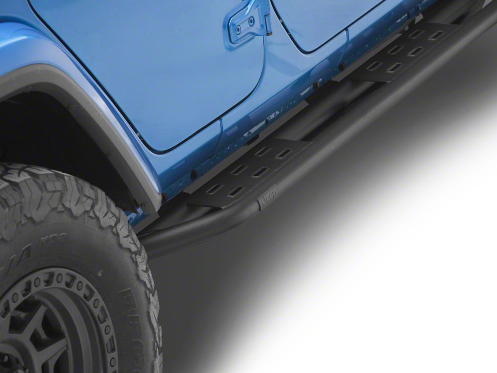 Jeep Licensed by RedRock Side Armor with Step Pads; Textured Black