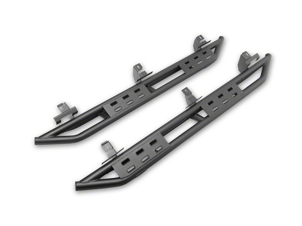 Jeep Licensed by RedRock Side Armor with Step Pads; Textured Black