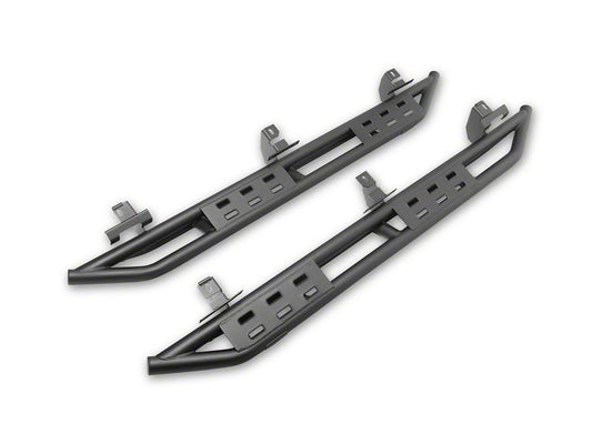 Jeep Licensed by RedRock Side Armor with Step Pads; Textured Black (18-26 Jeep Wrangler JL 4-Door)