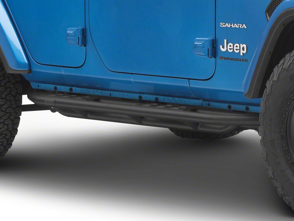 Jeep Licensed by RedRock Side Armor with Step Pads; Textured Black