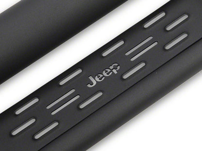 Jeep Licensed by RedRock Tubular Drop Side Step Bars; Fine Textured Black (18-26 Jeep Wrangler JL 4-Door)
