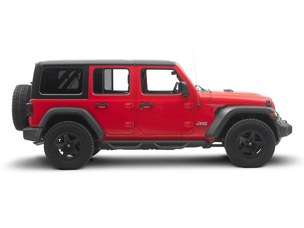 Jeep Licensed by RedRock Tubular Drop Side Step Bars; Fine Textured Black (18-26 Jeep Wrangler JL 4-Door)