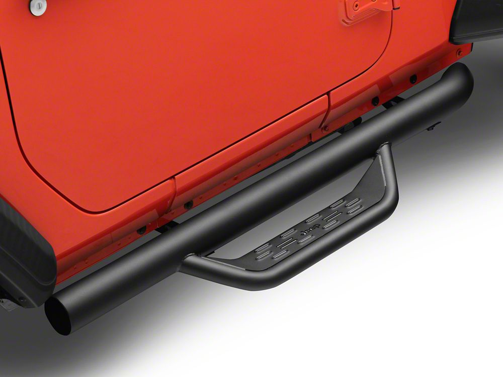 Jeep Licensed by RedRock Tubular Drop Side Step Bars; Fine Textured Black (18-26 Jeep Wrangler JL 2-Door)
