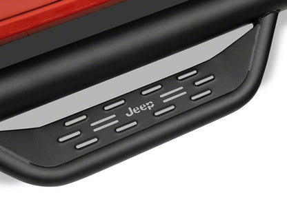 Jeep Licensed by RedRock Tubular Drop Side Step Bars; Fine Textured Black (18-26 Jeep Wrangler JL 2-Door)