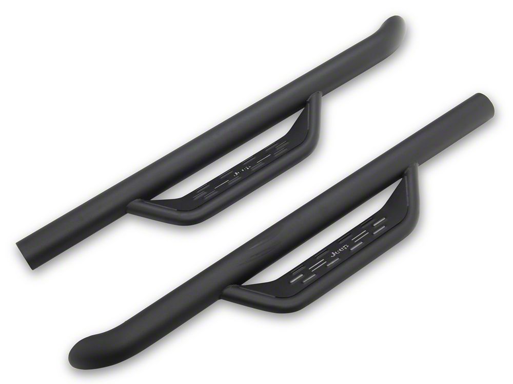 Jeep Licensed by RedRock Tubular Drop Side Step Bars; Fine Textured Black (18-26 Jeep Wrangler JL 2-Door)