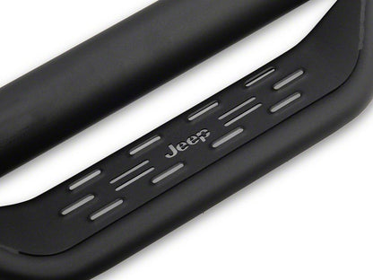 Jeep Licensed by RedRock Tubular Drop Side Step Bars; Fine Textured Black (18-26 Jeep Wrangler JL 2-Door)