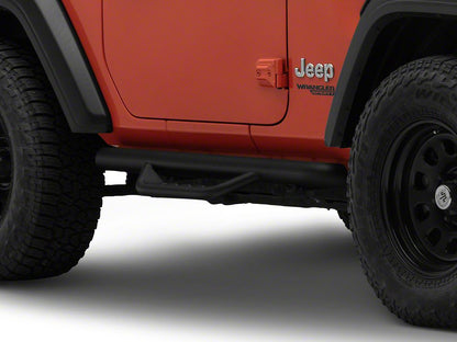 Jeep Licensed by RedRock Tubular Drop Side Step Bars; Fine Textured Black (18-26 Jeep Wrangler JL 2-Door)