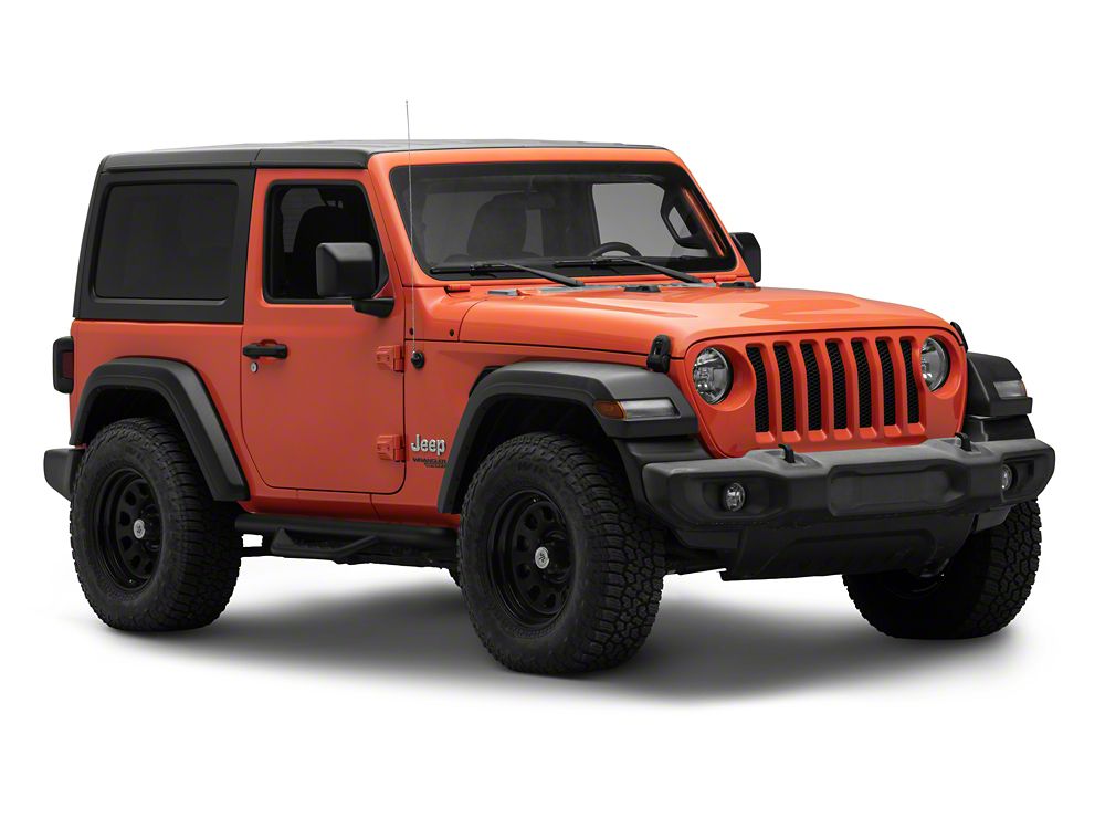 Jeep Licensed by RedRock Tubular Drop Side Step Bars; Fine Textured Black (18-26 Jeep Wrangler JL 2-Door)