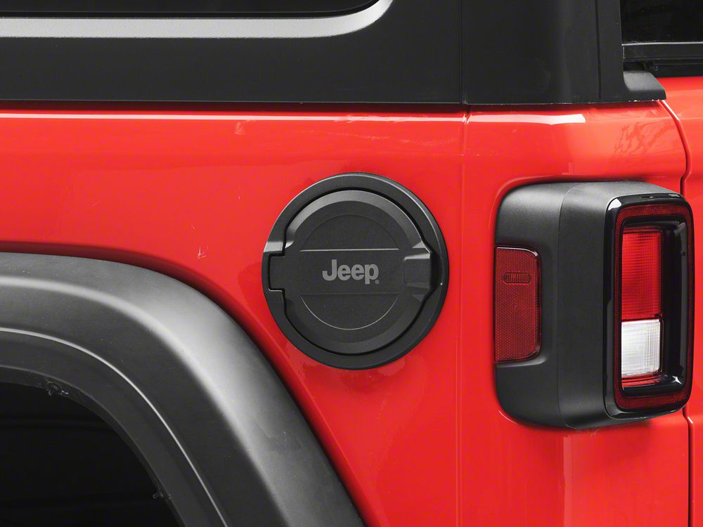 Jeep Licensed by RedRock Fuel Filler Door Cover; Matte Black (18-26 Jeep Wrangler JL)