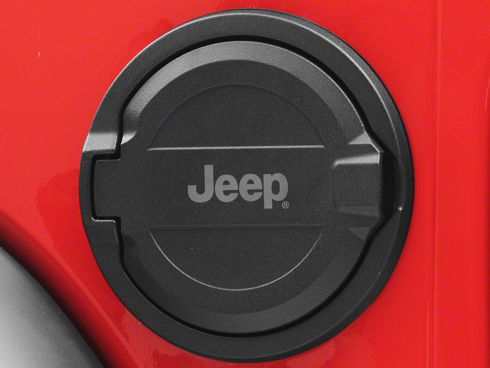Jeep Licensed by RedRock Fuel Filler Door Cover; Matte Black (18-26 Jeep Wrangler JL)