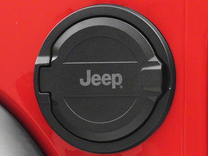 Jeep Licensed by RedRock Fuel Filler Door Cover; Matte Black (18-26 Jeep Wrangler JL)