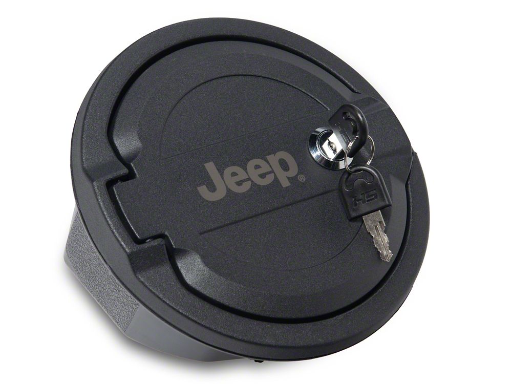 Jeep Licensed by RedRock Locking Aluminum Fuel Filler Door Cover (18-26 Jeep Wrangler JL)