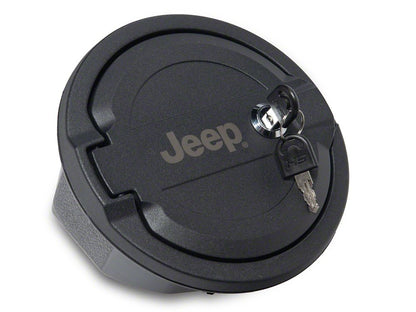 Jeep Licensed by RedRock Locking Aluminum Fuel Filler Door Cover (18-26 Jeep Wrangler JL)