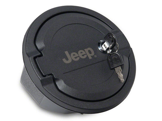 Jeep Licensed by RedRock Locking Aluminum Fuel Filler Door Cover (18-26 Jeep Wrangler JL)
