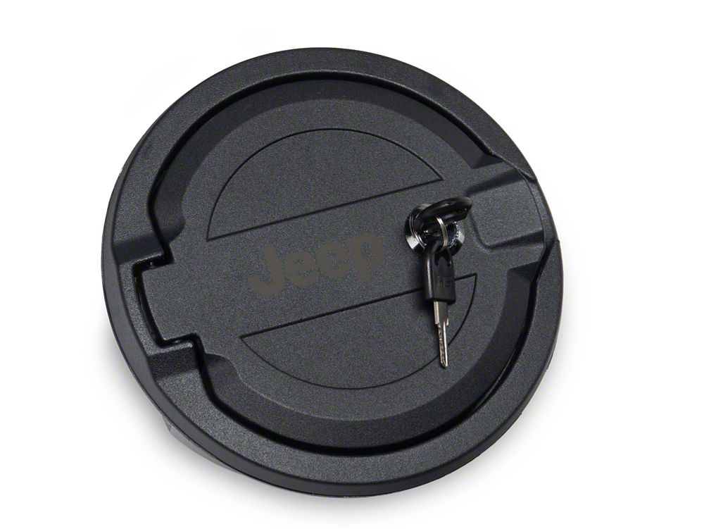 Jeep Licensed by RedRock Locking Aluminum Fuel Filler Door Cover (18-26 Jeep Wrangler JL)