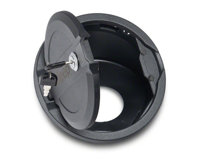 Jeep Licensed by RedRock Locking Aluminum Fuel Filler Door Cover (18-26 Jeep Wrangler JL)