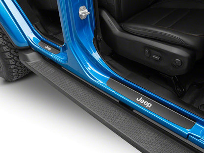 Jeep Licensed by RedRock Old Glory Door Entry Guards; Black (18-26 Jeep Wrangler JL 4-Door)