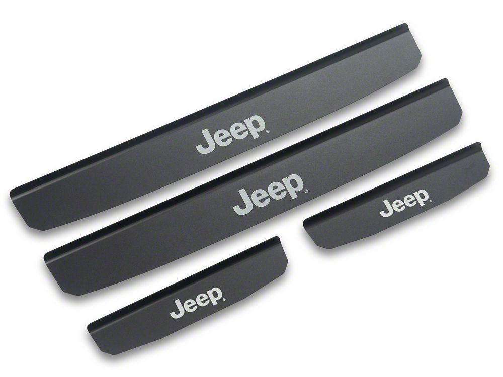 Jeep Licensed by RedRock Old Glory Door Entry Guards; Black (18-26 Jeep Wrangler JL 4-Door)