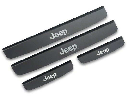 Jeep Licensed by RedRock Old Glory Door Entry Guards; Black (18-26 Jeep Wrangler JL 4-Door)