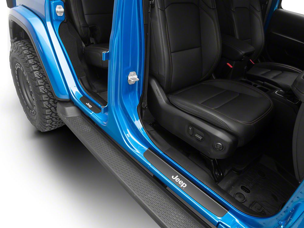 Jeep Licensed by RedRock Old Glory Door Entry Guards; Black (18-26 Jeep Wrangler JL 4-Door)