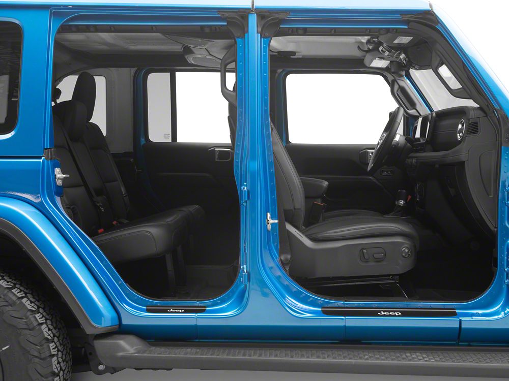 Jeep Licensed by RedRock Old Glory Door Entry Guards; Black (18-26 Jeep Wrangler JL 4-Door)